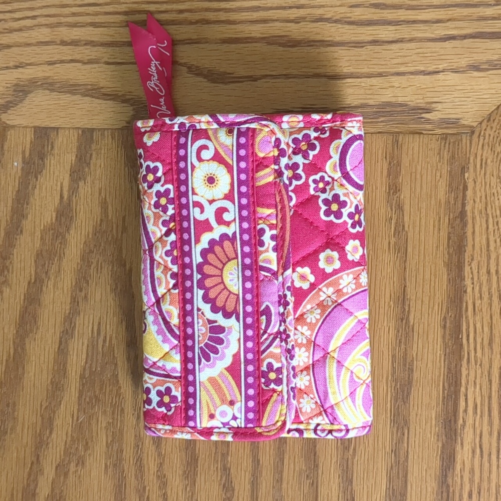 VERA BRADLEY Raspberry Fizz Coin Purse Small Wallet Pink Orange Yellow RETIRED